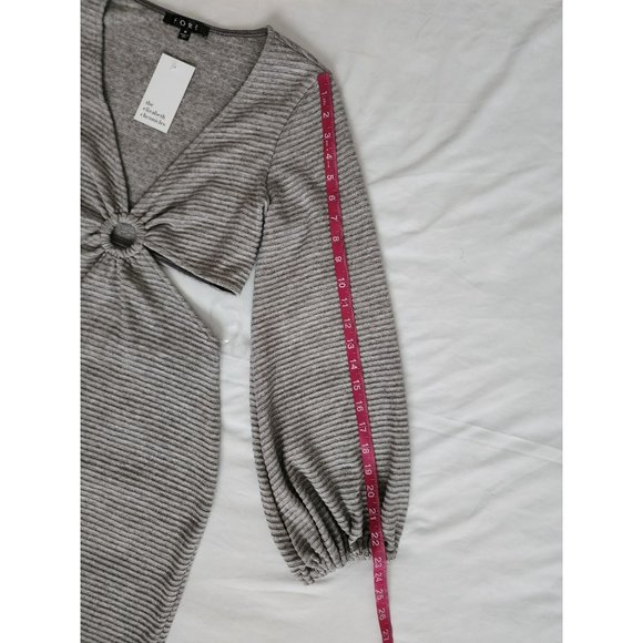 FORE The Elizabeth Chronicles O-Ring Cutout Bodycon Ribbed Dress Gray Medium NWT - Picture 8 of 12